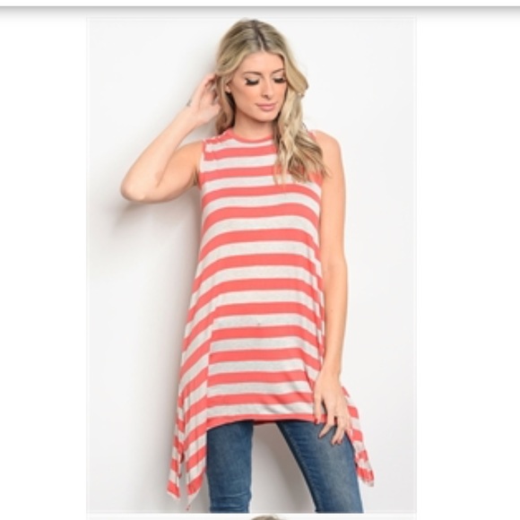 ☕️Classic Coral Striped Tunic🌟 - Picture 3 of 4